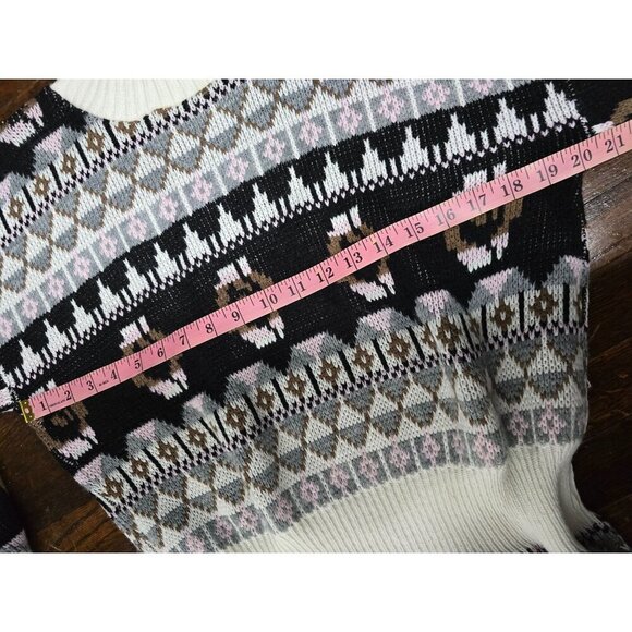 Vintage Fair Isle Grey Pink Cinched Waist Sweater - Picture 7 of 11